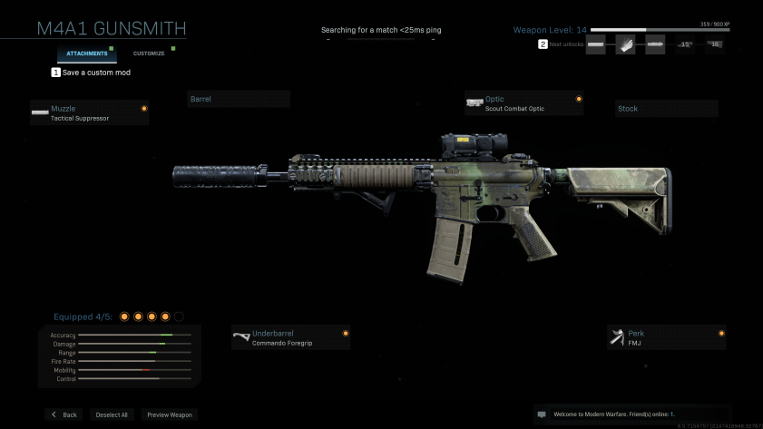 Call of Duty: Modern Warfare Gunsmith System