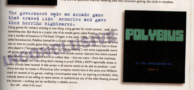 GamePro snippet on Polybius | Culture of Gaming
