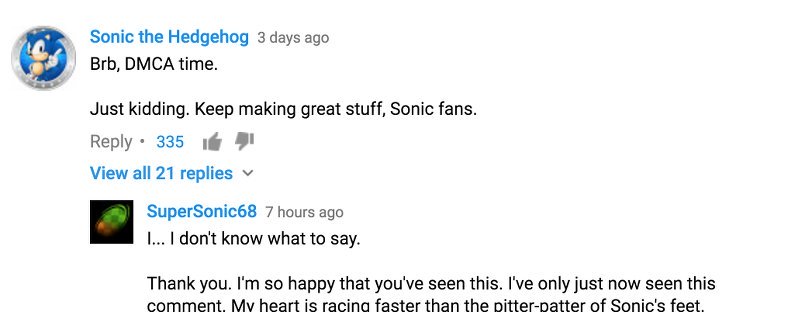 Sonic Comment on fan made project